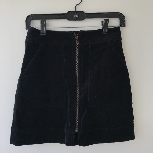 Navy Velvet Zipped- Up Skirt - Picture 2 of 3